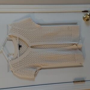 WILLI SMITH Open Front Open Knit Cotton Summer Sweater Ecru White MED LIKE NEW!